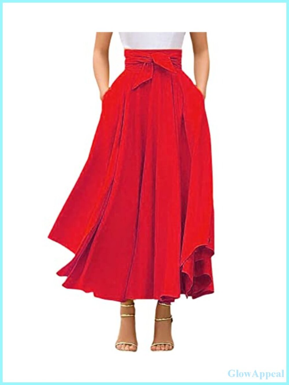 Elegant High Waisted Side Slit Bohemian Maxi Skirt with Pockets